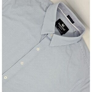 Buttercloth Shirt Mens XL Blue Geometric Icy Cotton Long Sleeve Button Up